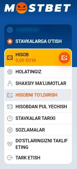 Shaxsiy kabinet Mosbet uz com